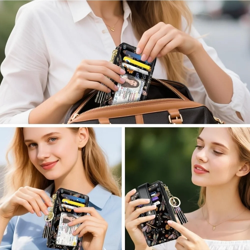 Black Dragonfly Print Wallet